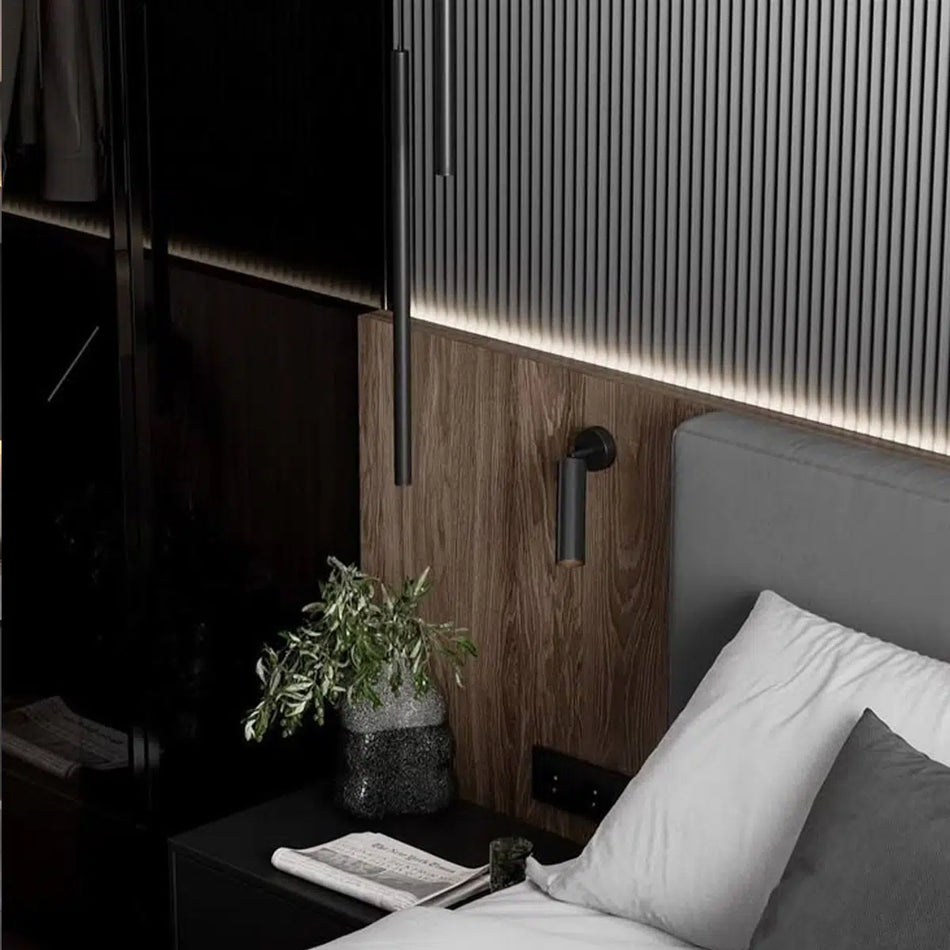 FS1080‑06 bedside lamp with sleek cylindrical profile, touch dimmer, warm glow, and premium finish.