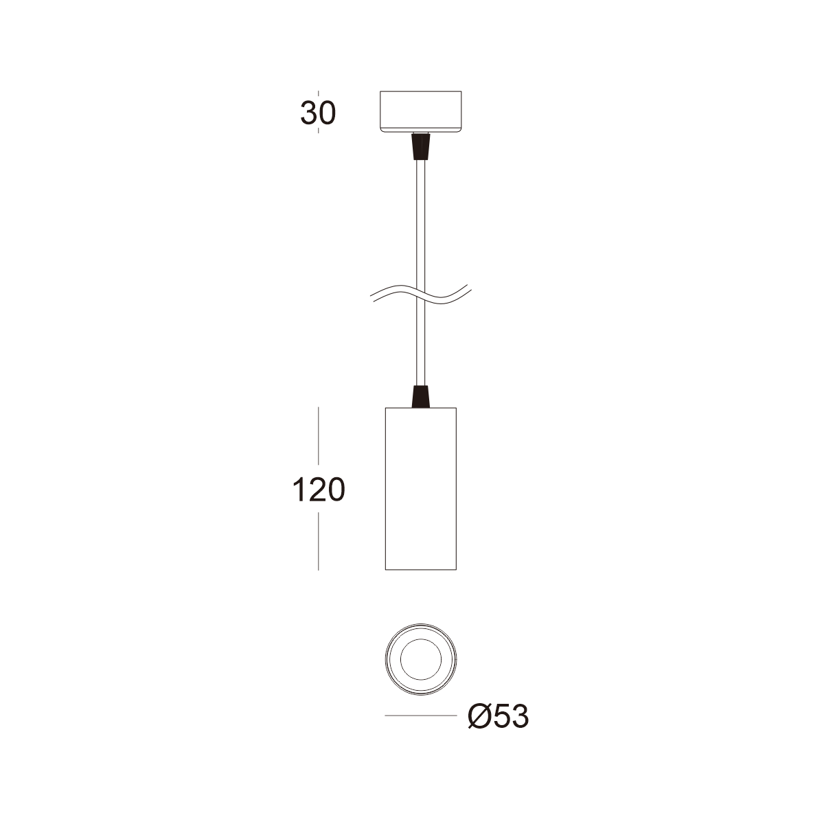 The FS3040A‑10 pendant spot light in matte black, with its minimalist design and precise beam focus