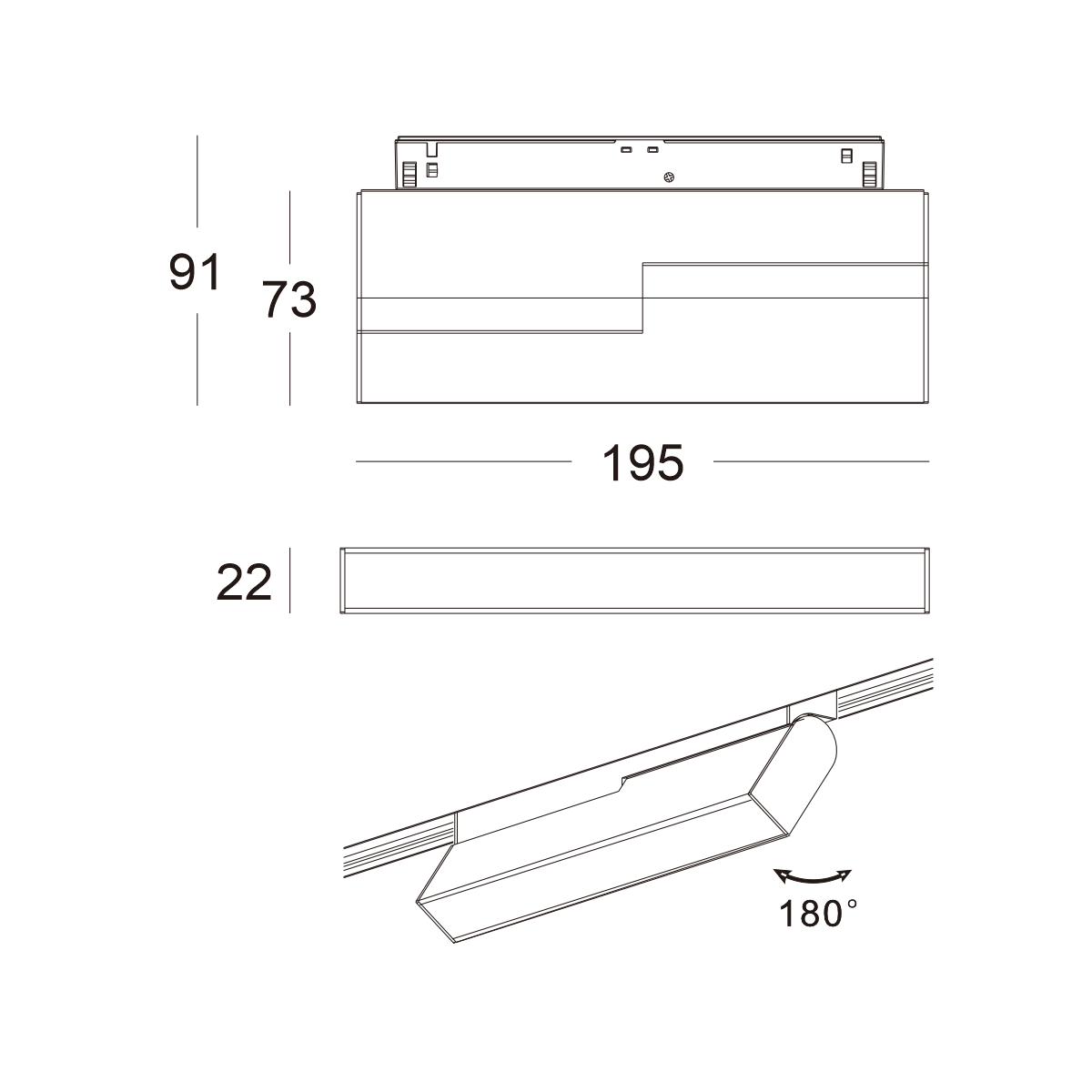 FS40005‑2 low-voltage, magnetic track light mounted on a ceiling rail, ideal for interior designers and architects seeking flexible, modern lighting.
