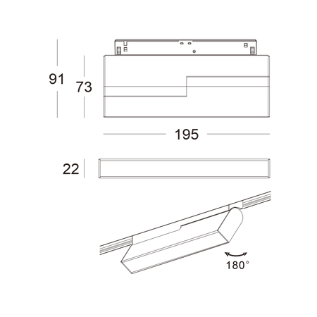 FS40005‑2 low-voltage, magnetic track light mounted on a ceiling rail, ideal for interior designers and architects seeking flexible, modern lighting.