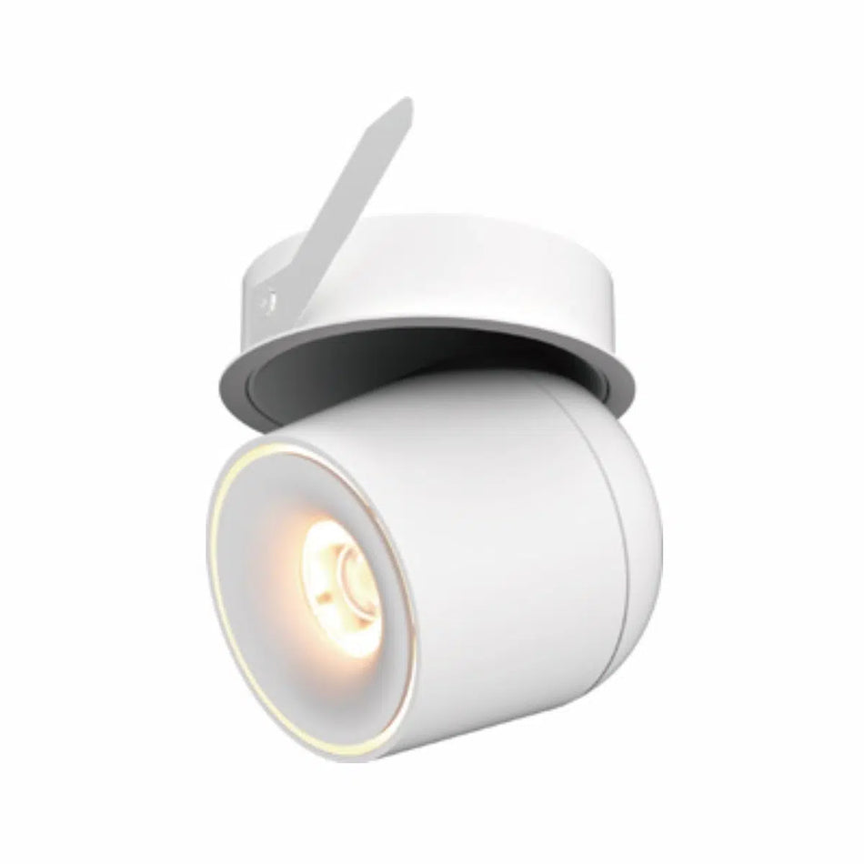 LED surface-mounted pendant light with a warm white color temperature illuminating a stylish dining area, showcasing its ability to create a cozy and inviting atmosphere.
