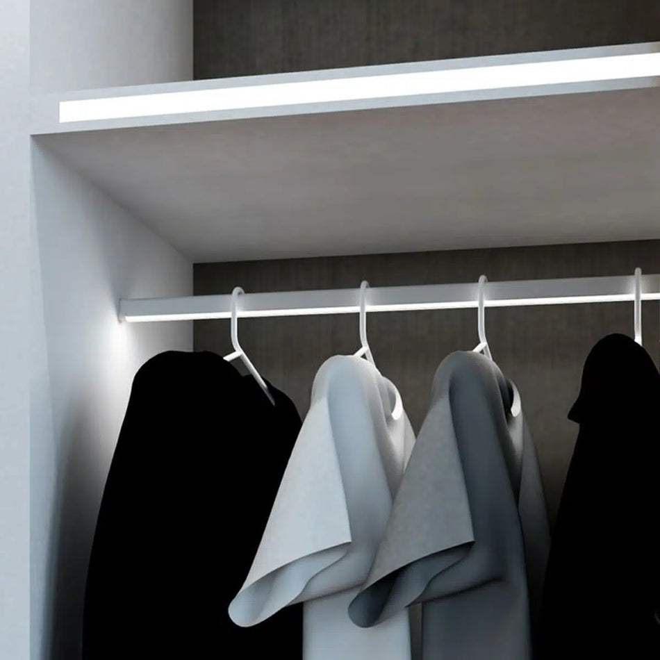 RHEALP1930 provides sleek and functional illumination for wardrobe hanging rails.
